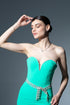 Mini 'V' Decollete Stone Detailed Mini Dress